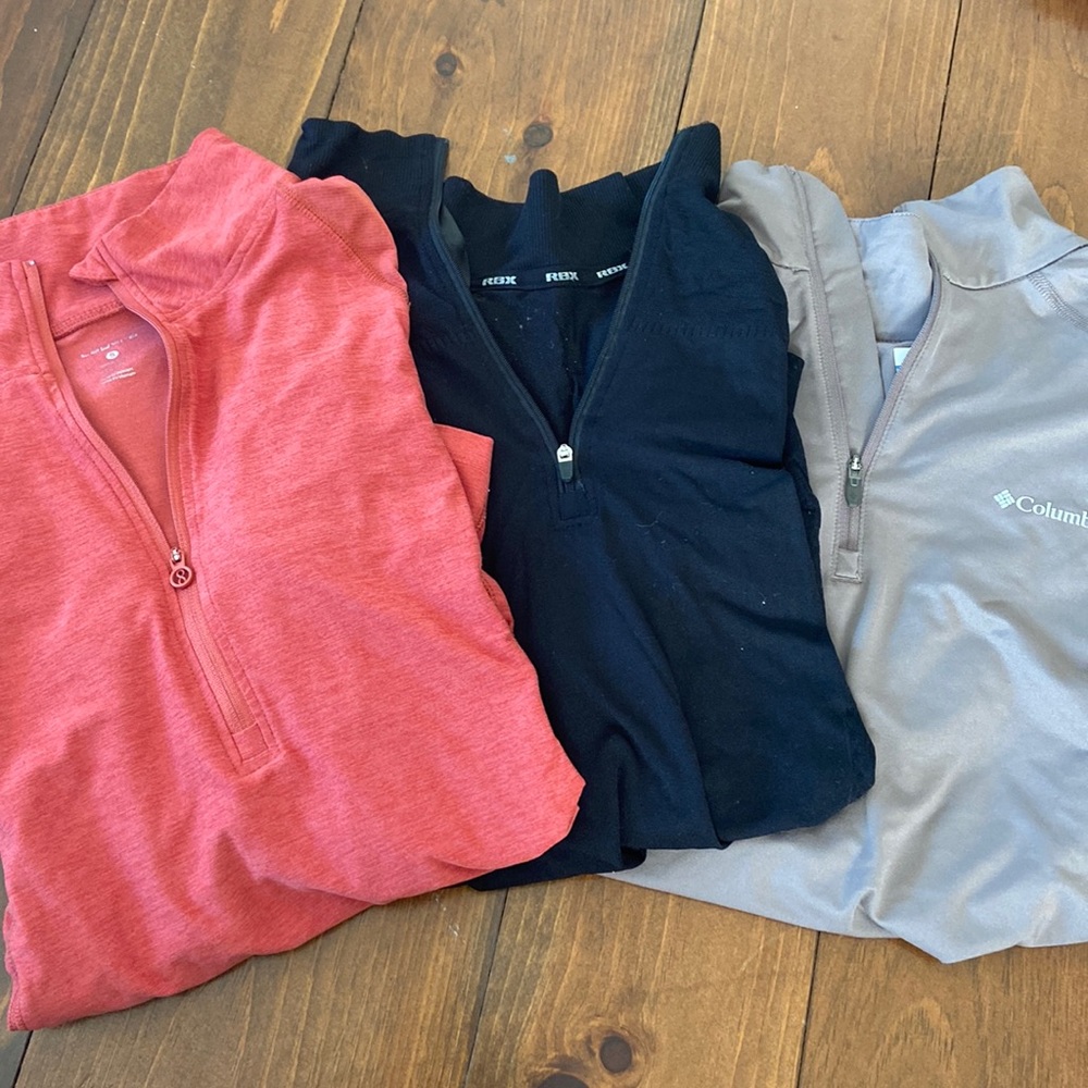 Assorted quarter zip tops
